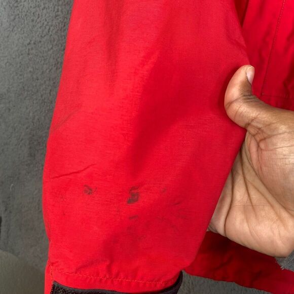 North Face Jacket Fleece Hyvent Mens M Red Black Packaway Hood - Picture 5 of 11